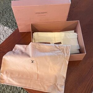 Louis Vuitton Box with Dust Bag, Ribbon, LV tissue paper & Sticker